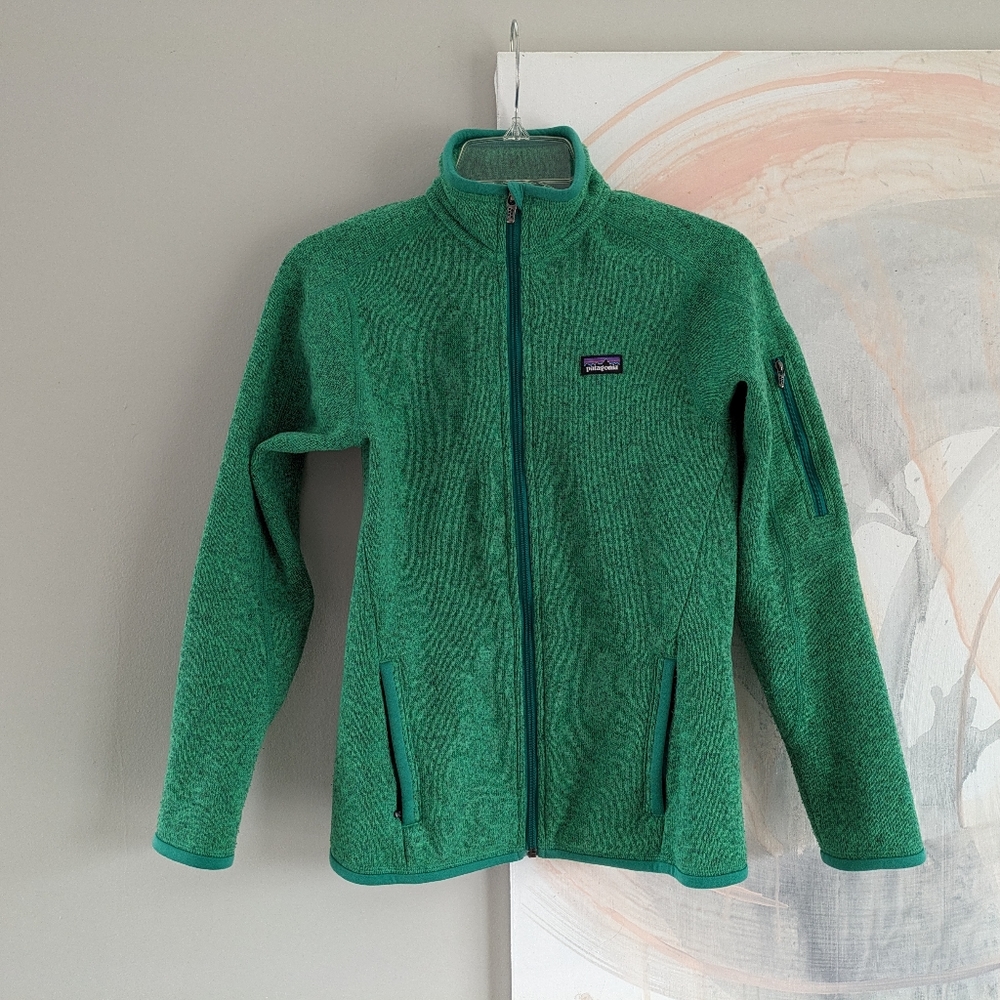 Patagonia w's better zip up sweater, impact green, size xs